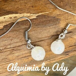 SIMPLE + Silver and White Minimalist Earrings selenite